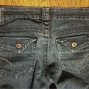 Dark Wash Denim Jeans with Back Pocket Flap Detail